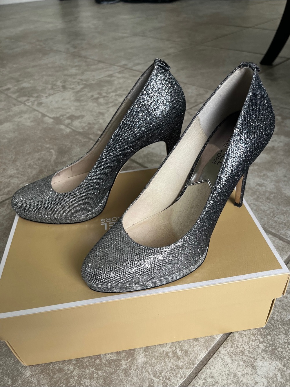 Michael Kors Silver Glitter High Heel Pumps